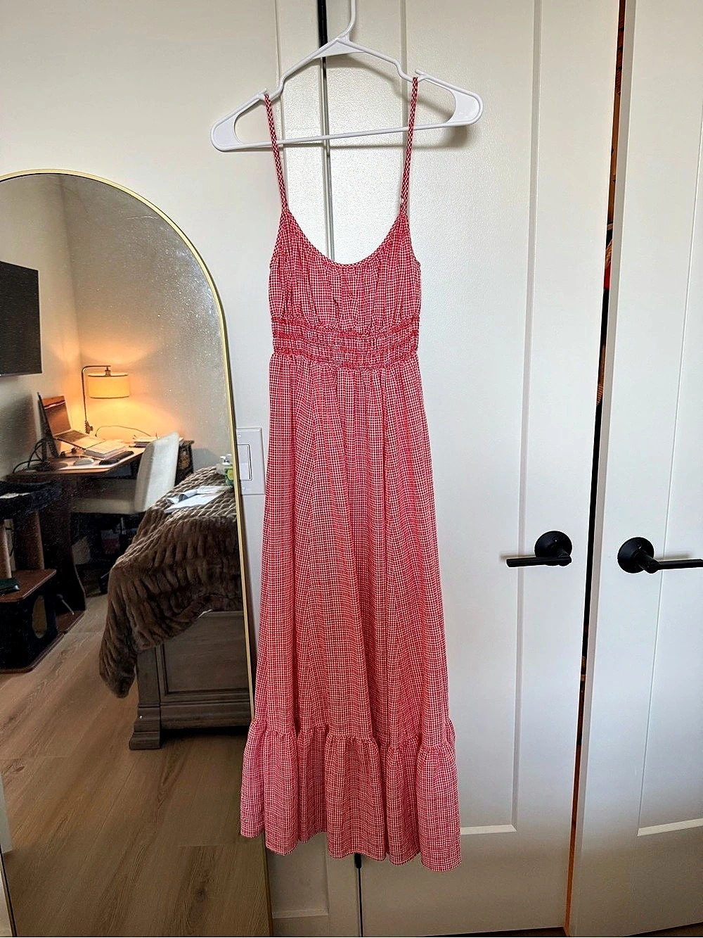 Red Gingham Maxi Dress